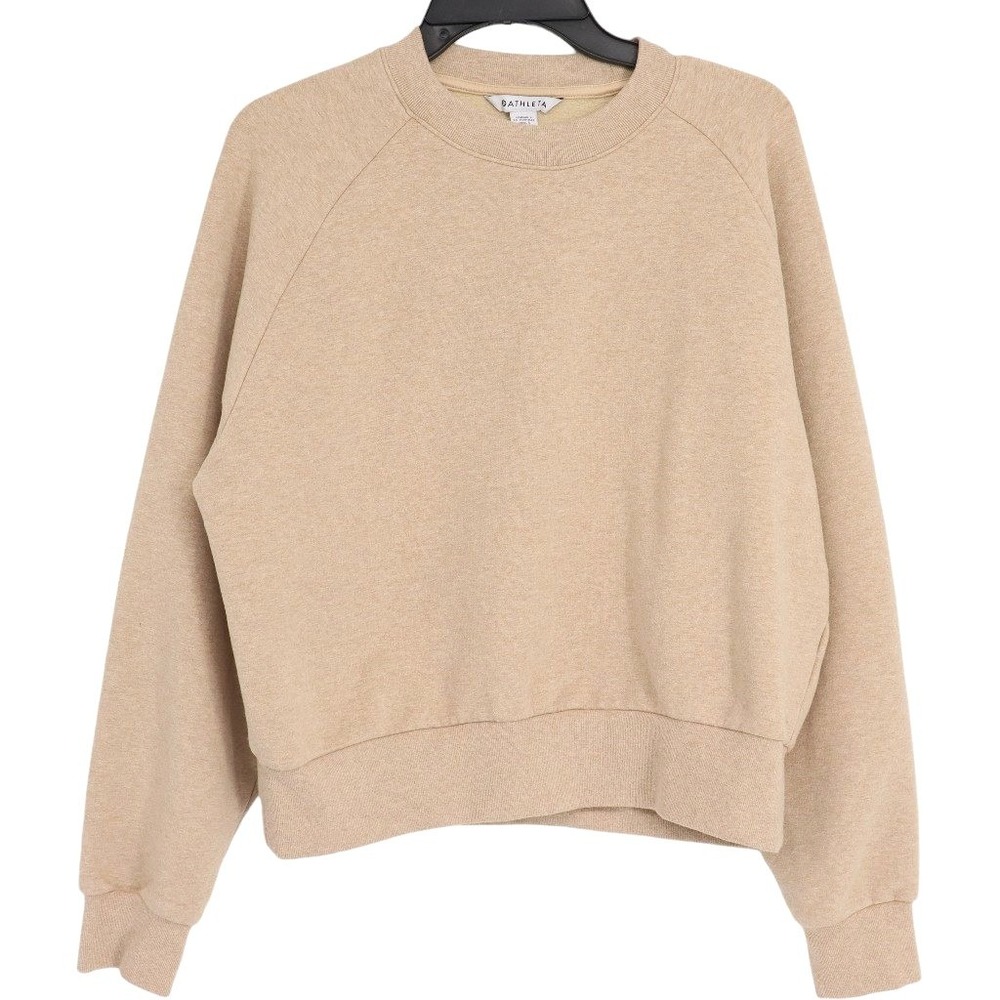Athleta Womens Raglan Sleeve Crew Neck Fleece Sweatshirt Size M Wildwood Heather